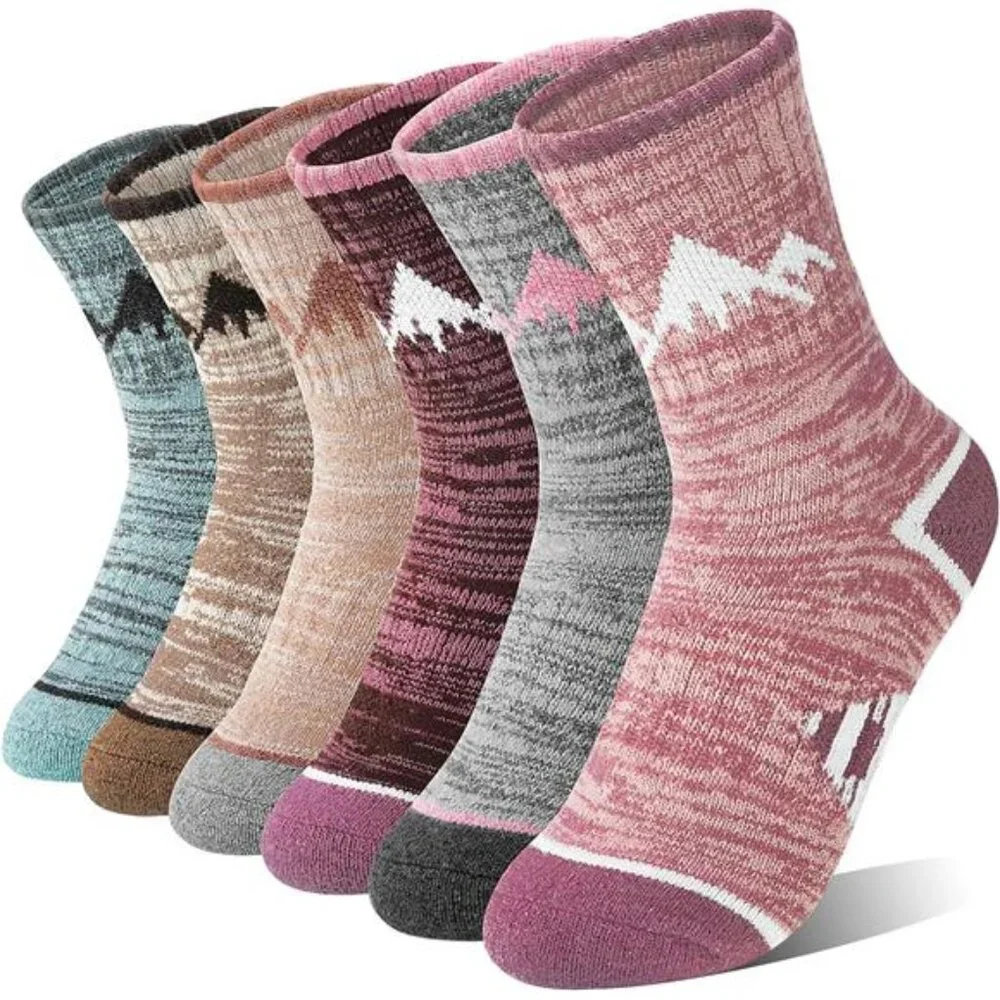 6 Pairs Kids Merino Wool Hiking Athletic Thermal Warm Winter Socks